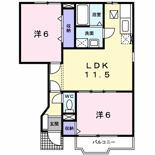 メゾンソレイユ　Ｂ 間取り