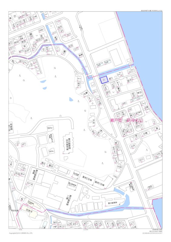 鳴門市瀬戸町明神字丸山　売土地 青色で囲んだ場所っです。